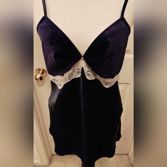 Vintage Cinema Etoile Velvet & Satin Babydoll Chemise Lingerie Slip Dress. - Picture 5 of 16